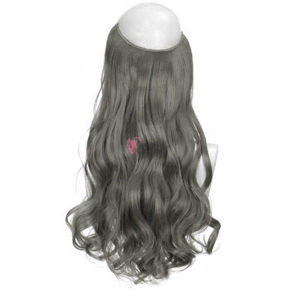 Extensie de par cu 5 Clips On delux tripla ondulata de 60 cm,  DE0HT1001 Cenusiu